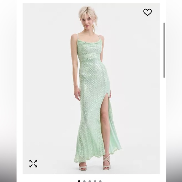 NWT!! B. Darlin Elegant Mint Green Lace-Back Maxi Dress - Picture 2 of 9